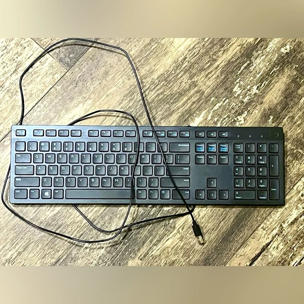 Genuine Dell USB Wired PC Computer Black Slim Keyboard
